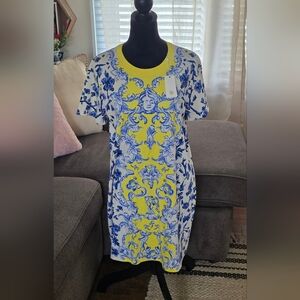 Tory Burch 🌼 Yellow Swirl/Blue/807 Branches NWT, 100% Pima Cotton
